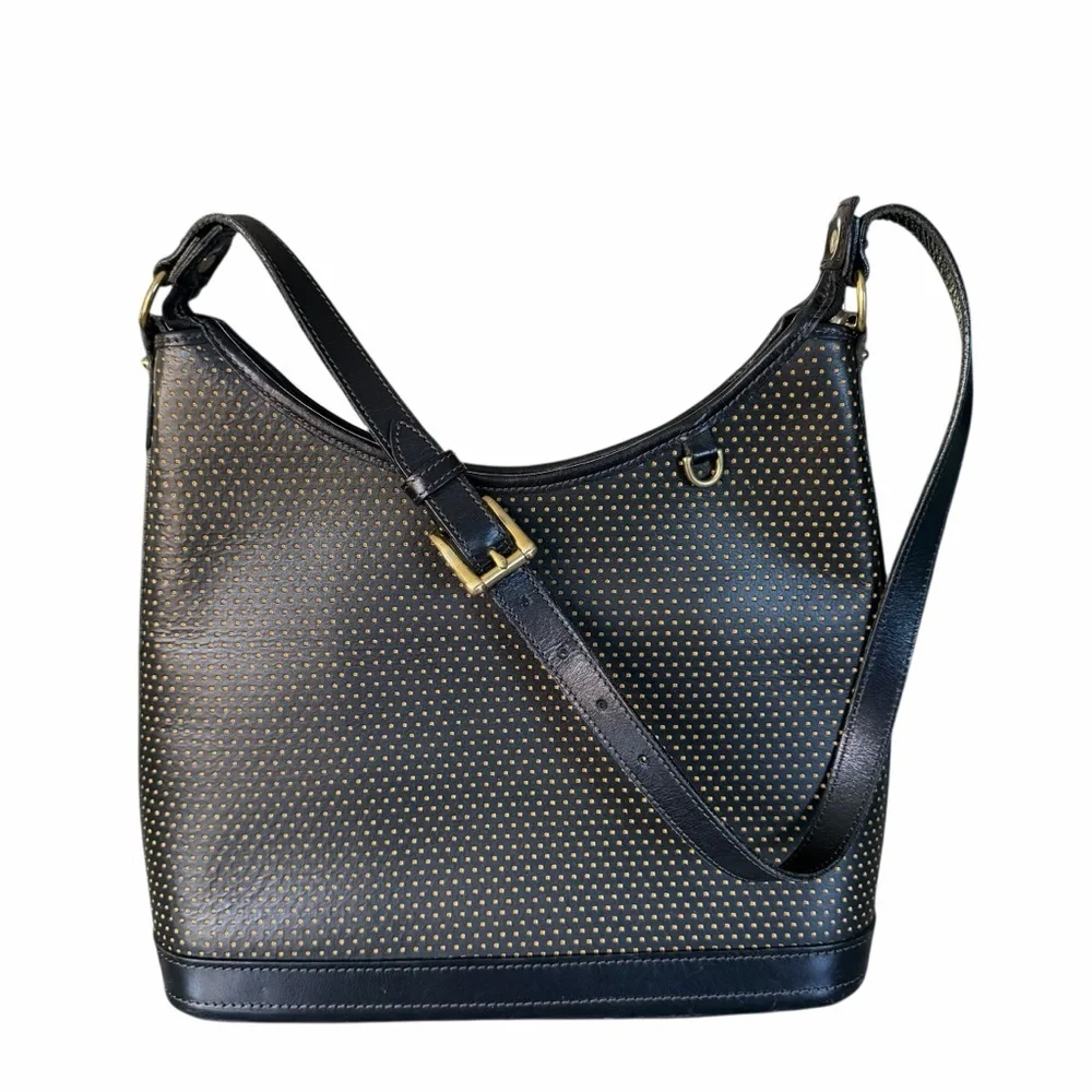 Dooney & Bourke Vintage Cabrio Perforated Polka Dot Leather Hobo Shoulder Bag